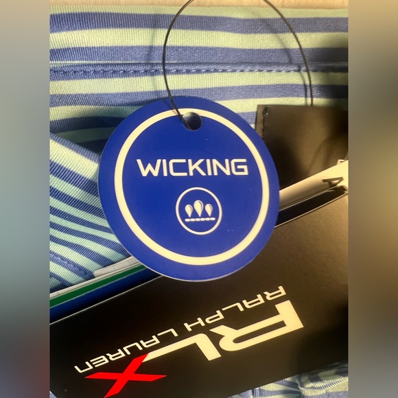 RLX Ralph Lauren Golf Classic Fit Airflow Jersey Stripe Polo in blue M NWT $110 - Picture 4 of 8